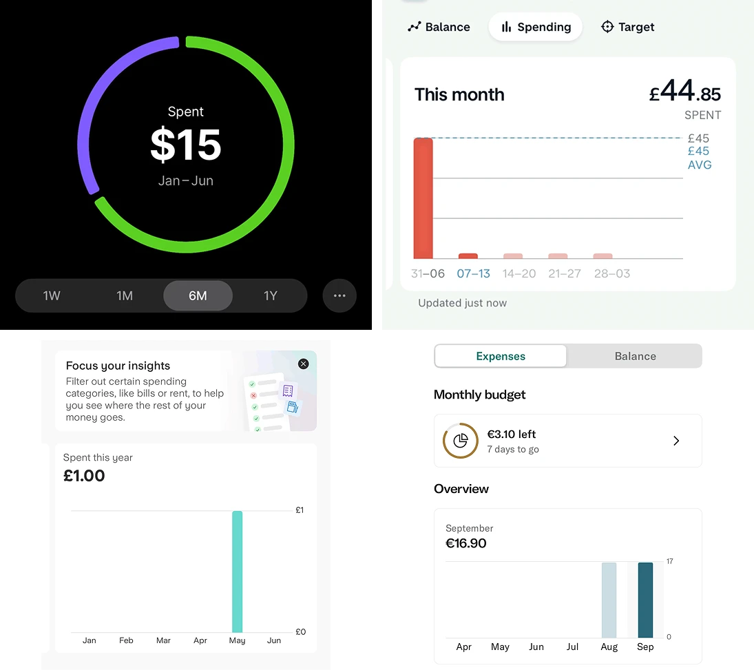 How competitors display spending analysis