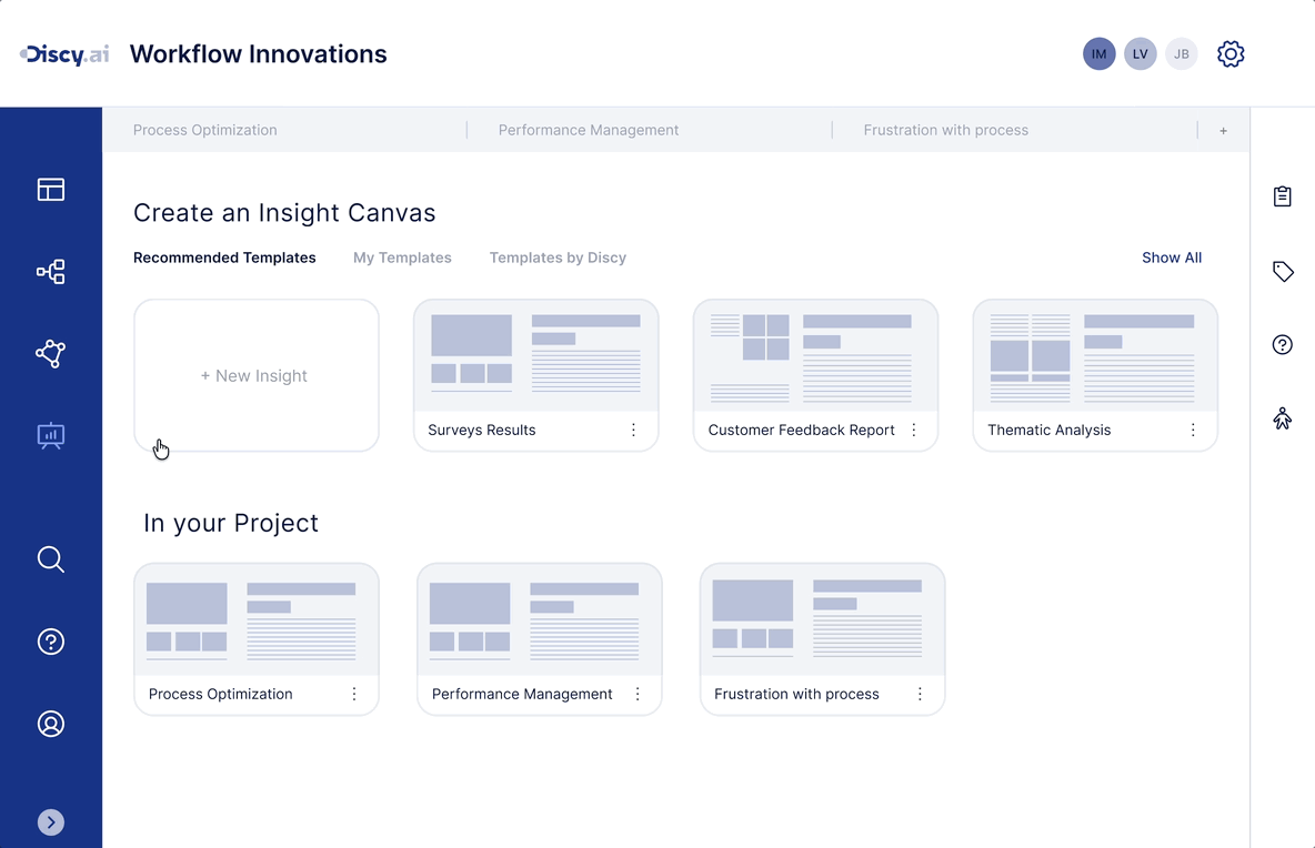 Canvas workspace  -  creating an insight canvas