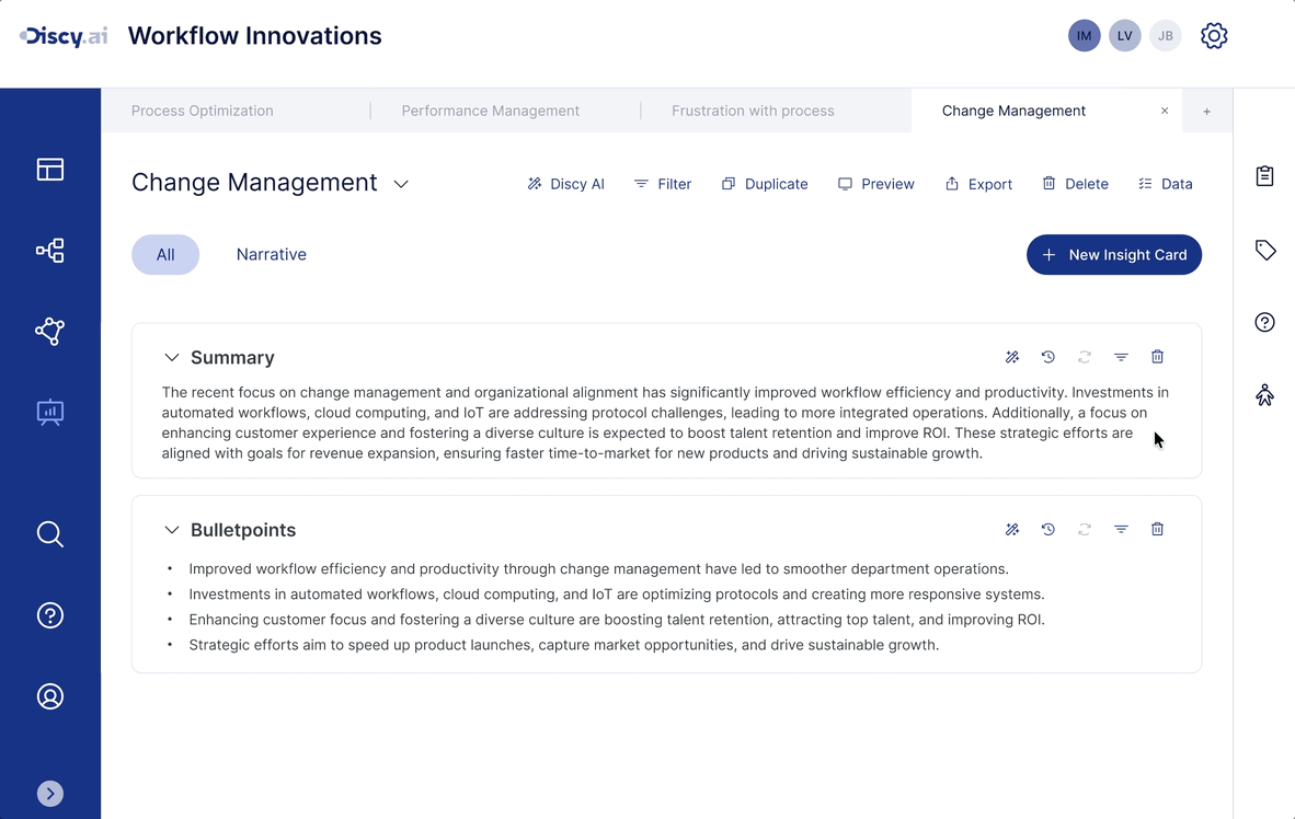 AI narrative card  -  inline AI generation